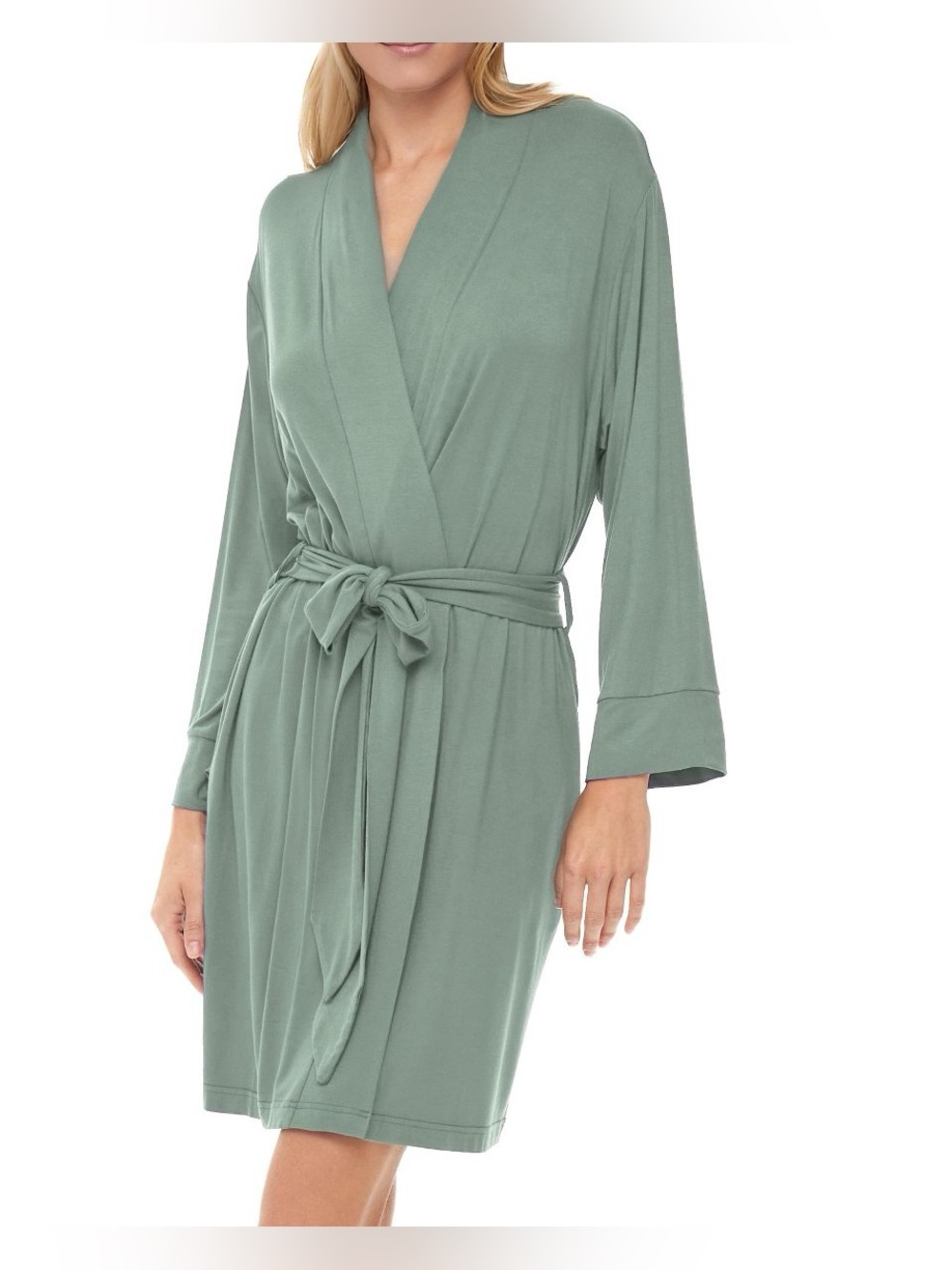 Casual Fixture Women's Sage Green Kimono Robe with Belt - L Super Soft Modal - Picture 1 of 4